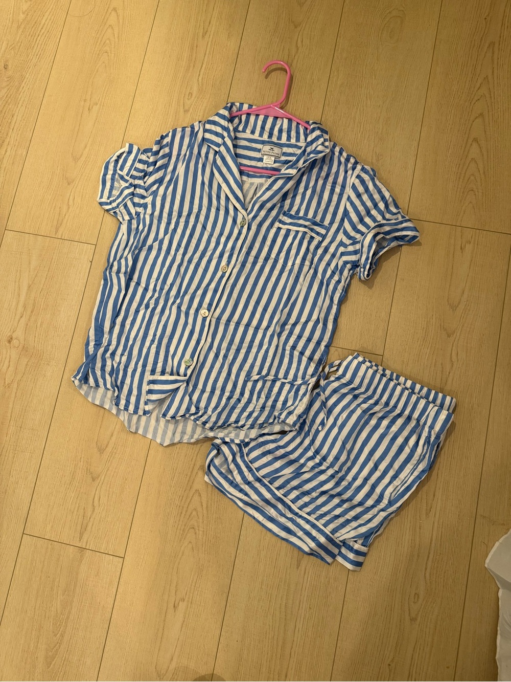 Blue & White Striped Short Pajama Set - Women's Lightweight Lounge Set